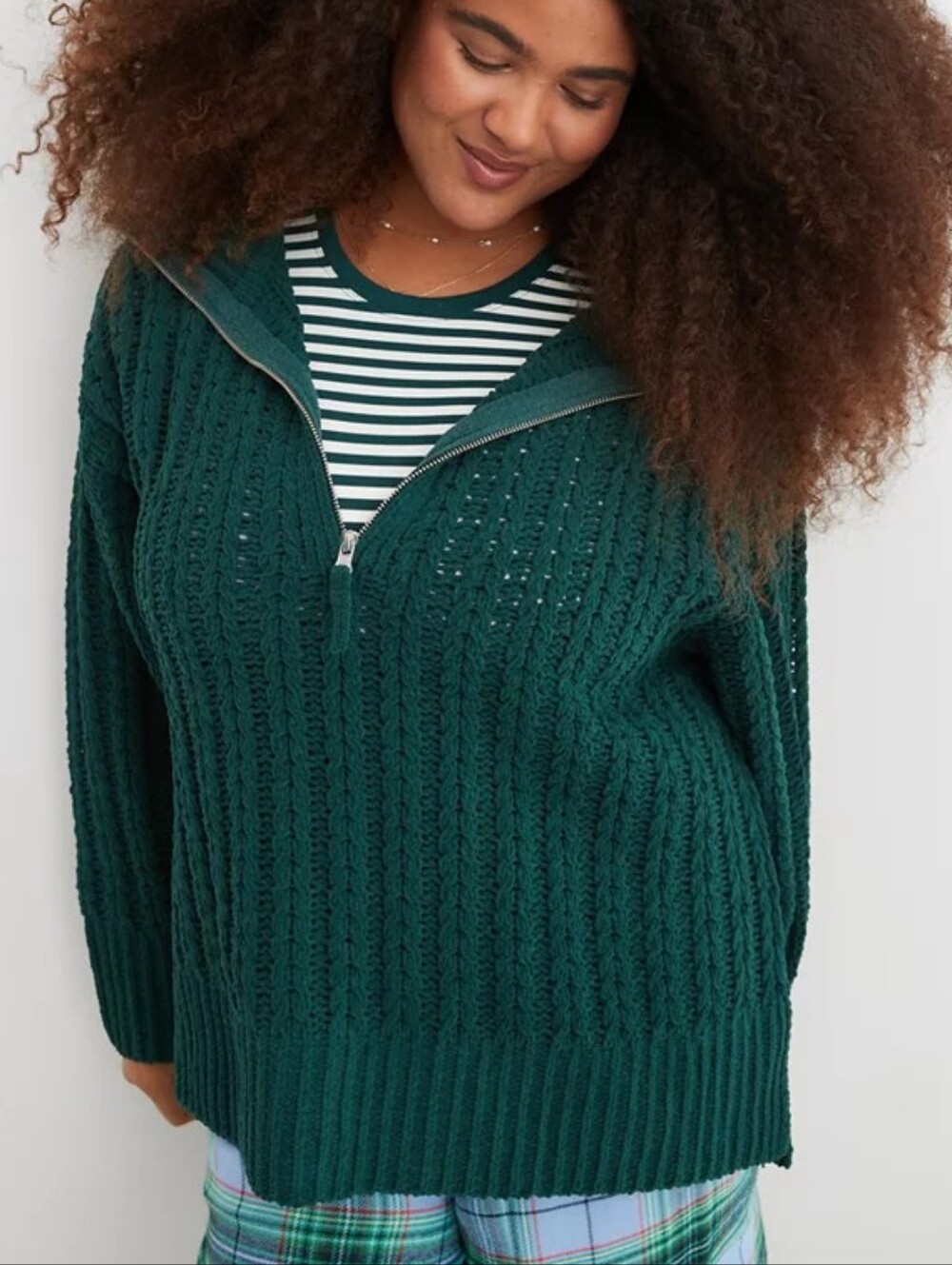 Aerie Cable Car Quarter Zip Sweater